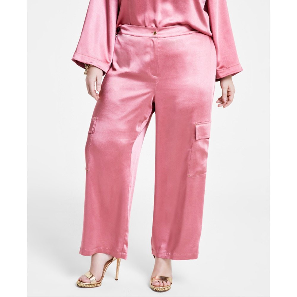 Michael Michael Kors Satin Cargo Pants Dusty Rose Plus Size 1X - Picture 1 of 1